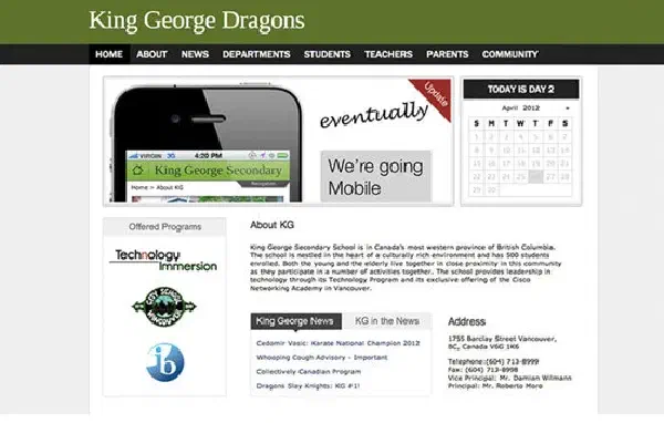 King George Secondary Website